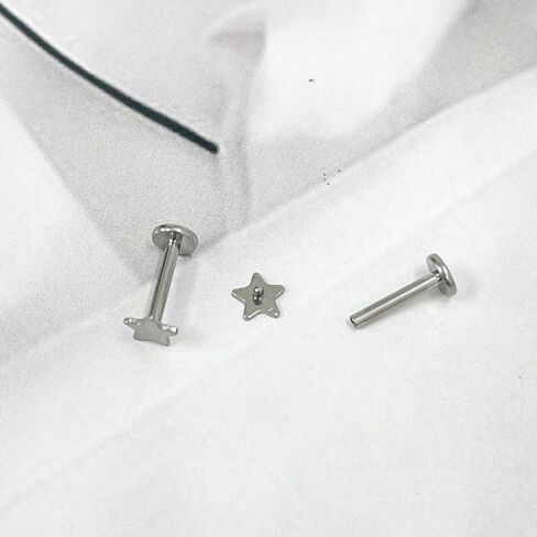 2Pcs 16G Star Lip Rings G23 Titanium Labret Monroe Medusa Piercing Jewelry Conch Helix Tragus Cartilage Stud Earrings 8mm 10mm Minimalist Body Jewelry in Saudi Arabia