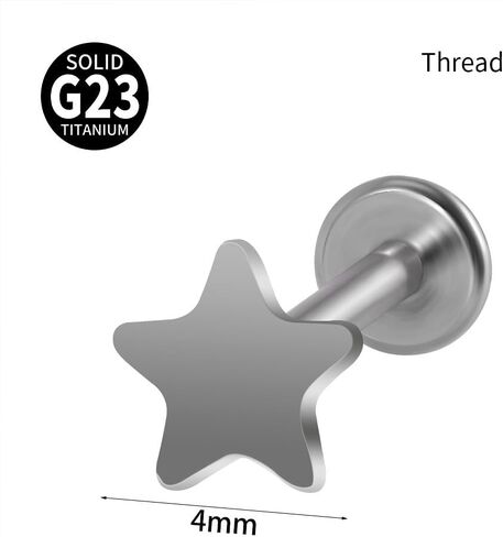 2Pcs 16G Star Lip Rings G23 Titanium Labret Monroe Medusa Piercing Jewelry Conch Helix Tragus Cartilage Stud Earrings 8mm 10mm Minimalist Body Jewelry in Saudi Arabia