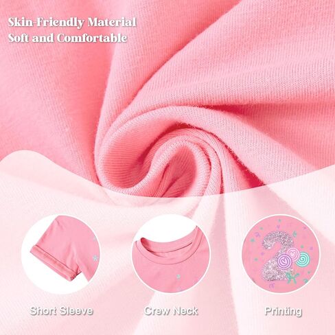 LoveKider Toddler Girls Birthdy Dirntrts عدد سباركلي عدد قصير من الأكمام القصيرة Tshirt 2nd 3rd 4th 5th Party Thirt Tees 2-5T in Kuwait