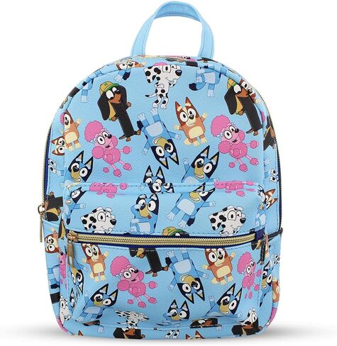 Bluey and friends Mini PU Leather Backpack Purse with Adjustable Straps 10 In (Blue, One Size) in Kuwait