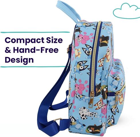Bluey and friends Mini PU Leather Backpack Purse with Adjustable Straps 10 In (Blue, One Size) in Kuwait