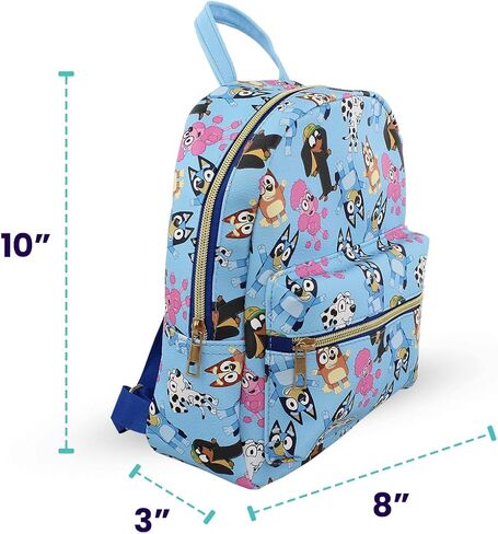 Bluey and friends Mini PU Leather Backpack Purse with Adjustable Straps 10 In (Blue, One Size) in Kuwait