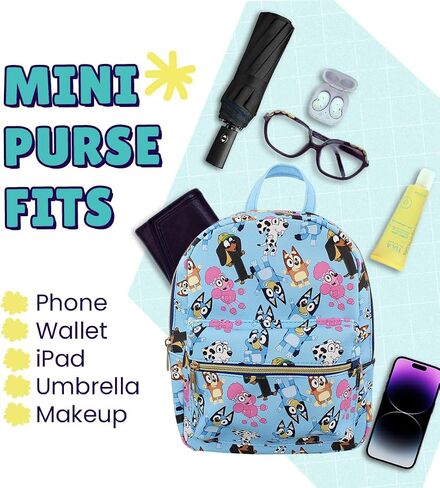 Bluey and friends Mini PU Leather Backpack Purse with Adjustable Straps 10 In (Blue, One Size) in Kuwait