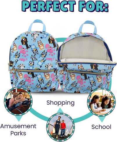 Bluey and friends Mini PU Leather Backpack Purse with Adjustable Straps 10 In (Blue, One Size) in Kuwait