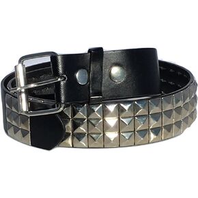 Black Studded Belt- 1 1/2" - Nickel Pyramid Studs - Punk, Goth