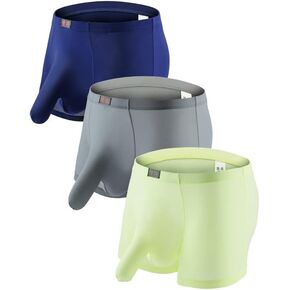 Men's Ice Silk Solid Color Separate Pouch Boxer Briefs