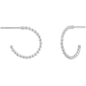 Boma Jewelry Sterling Silver Beaded .5 Inch Post Hoop Earrings