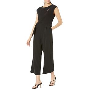 Calvin Klein Jumpsuit with Keyhole & Knotted Side Detail Black 4