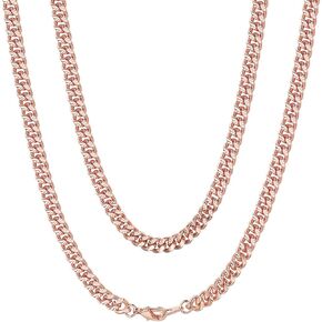 ChainsHouse Stainless Steel Cuban Chain Necklace for Men Women, 18K Gold/Black/Rose Gold Plated Miami Curb Chains,18" 20" 22" 24" 26" 28" 30" Length,4mm/7mm Wide,Send Gift Box