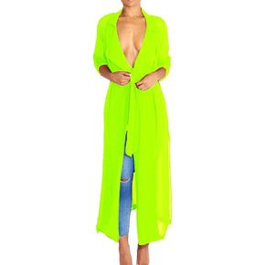 Dreamsoar Womens Long Sleeve Fashion Chiffon Lightweight Maxi Sheer Duster Cardigans