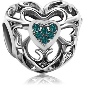 Anchor Signature Heart Birthday Birthstone Womens Bead Charms for Bracelets Girls Jewelry Christmas Halloween Thanksgiving Day