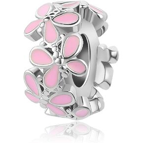 SBI Jewelry Pink Butterflies Spacer Charm for Bracelets Necklace Pendants Pinky Animal Butterfly Bead Family Christmas Mom Birthday Anniversay