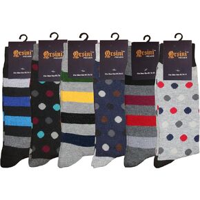 Mens MIX DESIGN FORMAL DRESS SOCKS COTTON BLEND 6 PAIRS SOCKS SIZE 10-13 ( (Assorted)