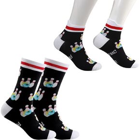 MBMSO 2 Pairs I'd Rather be Bowling Socks Funny Bowling Gifts Bowling Ball Socks Bowling Lover Gifts Bowling Team Gifts