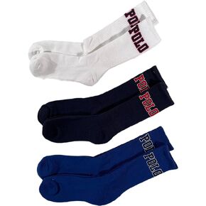 Ralph by Ralph Lauren Men'S Polo 3 Pack Sport Athletic Socks(White,Navy,Blue), One Size (ZP821425PKN)