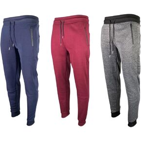 Multi-Pack Mens Fleece Jogger Sweatpants with Zipper Pockets, Elastic Cuffs and Rope Cord Drawstring