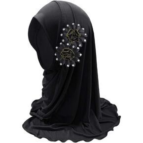 حجاب إسلامي على شكل زهرة إسلامية للفتيات، أوشحة لف الرأس العربية الهندية الحريرية الجليدية، غطاء كامل وشاح رأس الفتيات الصغيرات