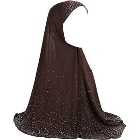 RARITYUS Women Muslim Hijab with Rhinestone Beads Soft Head Wrap Scarf Shawl Islamic Ramadan Long Hejab