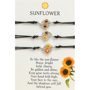 Soyzvteo Sunflower Promise Bracelets Sunflower Friendship Bracelet Long Distance Best Friend Matching Couple Gift Handmade Sunflower Bracelets for Women Teen Girls