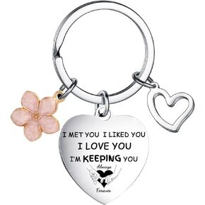 Couples Gifts Keychain Gifts for Wife Gifts from Husband Valentine's Gifts for Girlfriend Wife Couples I Met You I Liked You I Love You I'm Keeping You Keychain
