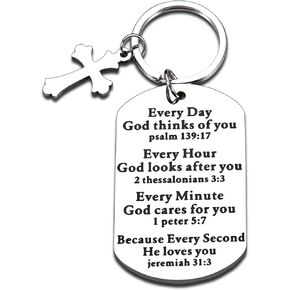 Religious Christian Gifts for Women Men Inspirational Bible Verse Keychain for Teen Boy Girl Friend Catholic Graduation Gifts for Him Her Son Daughter Fresh Baptism Christmas Birthday Stocking Stuffer