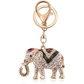 Rhinestone Elephant Keychain for Women Lucky Crystal Personalized Key Ring Bag Charms