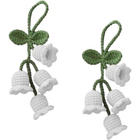 2Pcs Creative Knitted Orchid Flower Keychain,Charms Crochet Flower Pendant for Car Key Purse Phone Supplies Mini Macrame Keychains,Macrame Bag Charms or Car Key Purse Phone Wallet Accessories