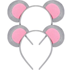 FOMIYES 2pcs Mouse Ears Headband Grey Rat Ear Headband Mouse Ear Party Headdress Mouse Ear Hair Hoop Clothing Apparel Props Animals Outfits Accessories
