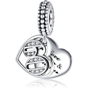 Number 16 18 21 30 40 50 60 Years of Love Cubic Zirconia CHARM,925 Sterling Silver ,Fit Woman¡¯s Necklace and Bracelet