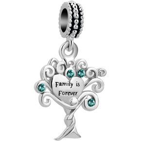 ZakiaHo Grandma Family Tree of Life Charms for Bracelets Dangle Heart Love Charm Bead Compatible with Pandora Bracelets for Women
