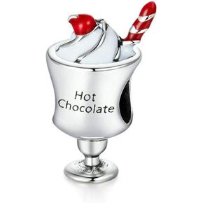 Coffee Charm 925 Sterling Silver Hot Chocolate Charm Ice Cream Charm Drink Charm for Pandora Charm Bracelet