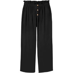 Batermoon Girls' Pants Paper Bag Elastic Waist Wide Leg Loose Trousers with Pocket