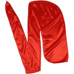 Men Silk Durag Long Straps Bandanas for Men Headwear Waves Cap (Red)