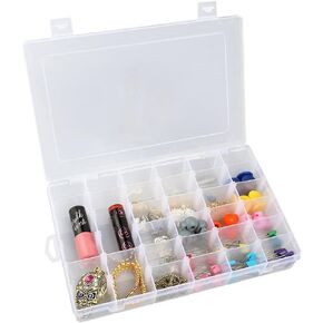 Clear Plastic Jewelry Box Organizer Storage Container with Adjustable Dividers 36 Grids