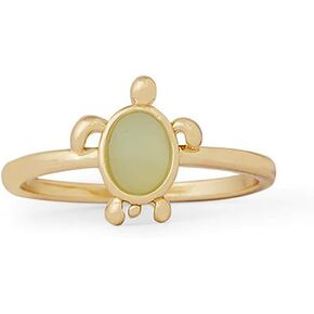 Pura Vida Gold-Plated Sea Turtle Ring - Sterling Silver Band, Sizes 5-9