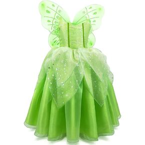 IBTOM CASTLE Kids Girls Sleeveless Fairy Princess Dress Up Tulle Dress+Butterfly Wings Christmas Halloween Carnival Cosplay
