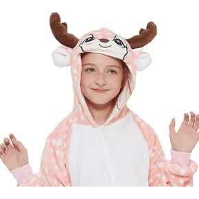ANBOTA Funny Kids Deer Onesie Pajamas Reindeer Costume Girls Boys Halloween Christmas Party Cosplay