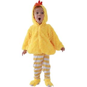 Chicken Costume for Children，Halloween Easter Animals Stripe Outfit，Plush Raya Chick Set Kids Unisex Yellow