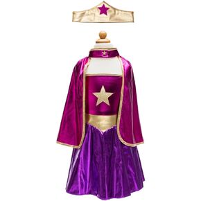 Great Pretenders Superhero Star Dress, Cape & Headpiece, Magenta/Purple, Size 5-6