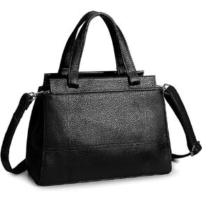 YALUXE Women's Leather Handbag Purse Shoulder Bag Crossbody Bag Double Zip Pockets Medium Size