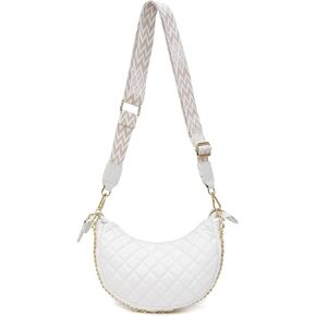 Small Crescent Crossbody Bags for Women Leather Sling Crossbody Purse Shoulder Bag with Adjustable Wide Strap