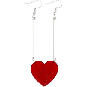 ANDPAI Unique Charm Anime Cosplay Acrylic Transparent Red Heart Dangle Drop Earrings - Best Gifts For Women Girls Men Handmade Statement Jewelry Gifts