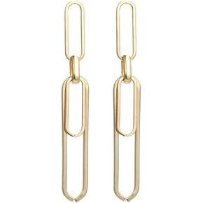 Paperclip Earrings for Woman Girl Exaggerated Long Punk Cool Gold Silver Plated Interlocking Punk Geometric Drop Dangle Pin Earrings Minimalist Retro Link Chain Hoop Earrings