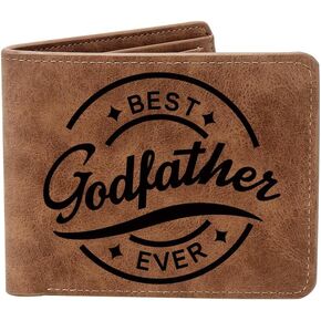 Godfather Gifts,Leather Wallet for Men , Engraved Personalized Leather Wallet,Father's Day Gift, Birthday Gifts,Christmas Gifts,Thanksgiving Gifts (Best Godfather)