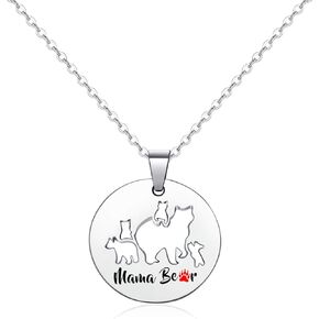 Sweet Family Mama Bear and Baby Bear Necklace Pendant Gift for Her Mom Mother Present Gift for Her