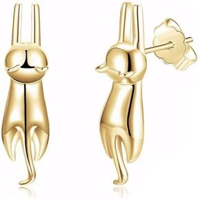 Hanging Cat Kitty Kitten Sterling Silver Stud Earrings Ginger Lyne Collection