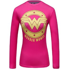 Red Plume Women's Compression Fitness Sport T-Shirt Wonder Girl Long Sleeve Top
