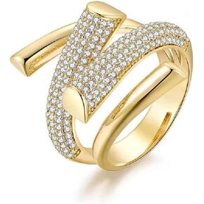 18K Gold Plated Cross Layered Rings for Women,Gold Geometric Thick Dome Chunky Rings Simple Curved Eternity Ring Statement Ring Jewelry for Women Girls Gifts