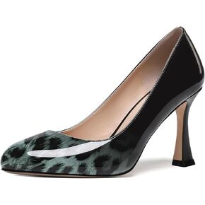 ROSERWISH Womens Party Patent Stylish Slip On Fashion Round Toe Stiletto High Heel Pumps Shoes 3.3 Inch