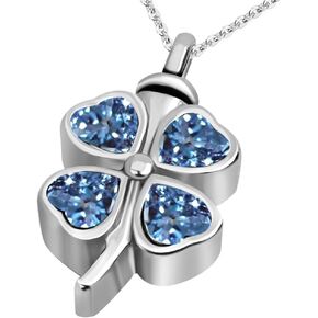 JMQJewelry Lucky Clover Cremation Urn Necklace for Ashes Memorial Keepsake Pendant Women Girl Men Jewelry Family Friend Mom Dog Cat